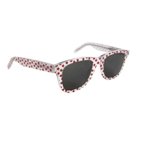 New Saint Laurent Silver red glitter star sunglasses silver glasses sun - Picture 1 of 13